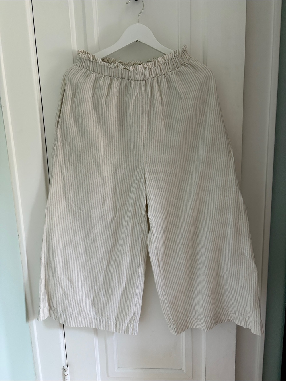 Ozma • Beige and White Striped Linen Pants (Size S)